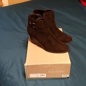 Black suede wedge ankle boots